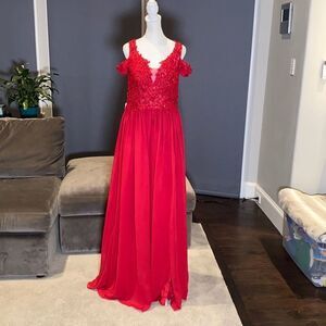Women’s A-Line Cap Sleeve Bridesmaid Prom Party Dress with Leg Slit Size L NWT